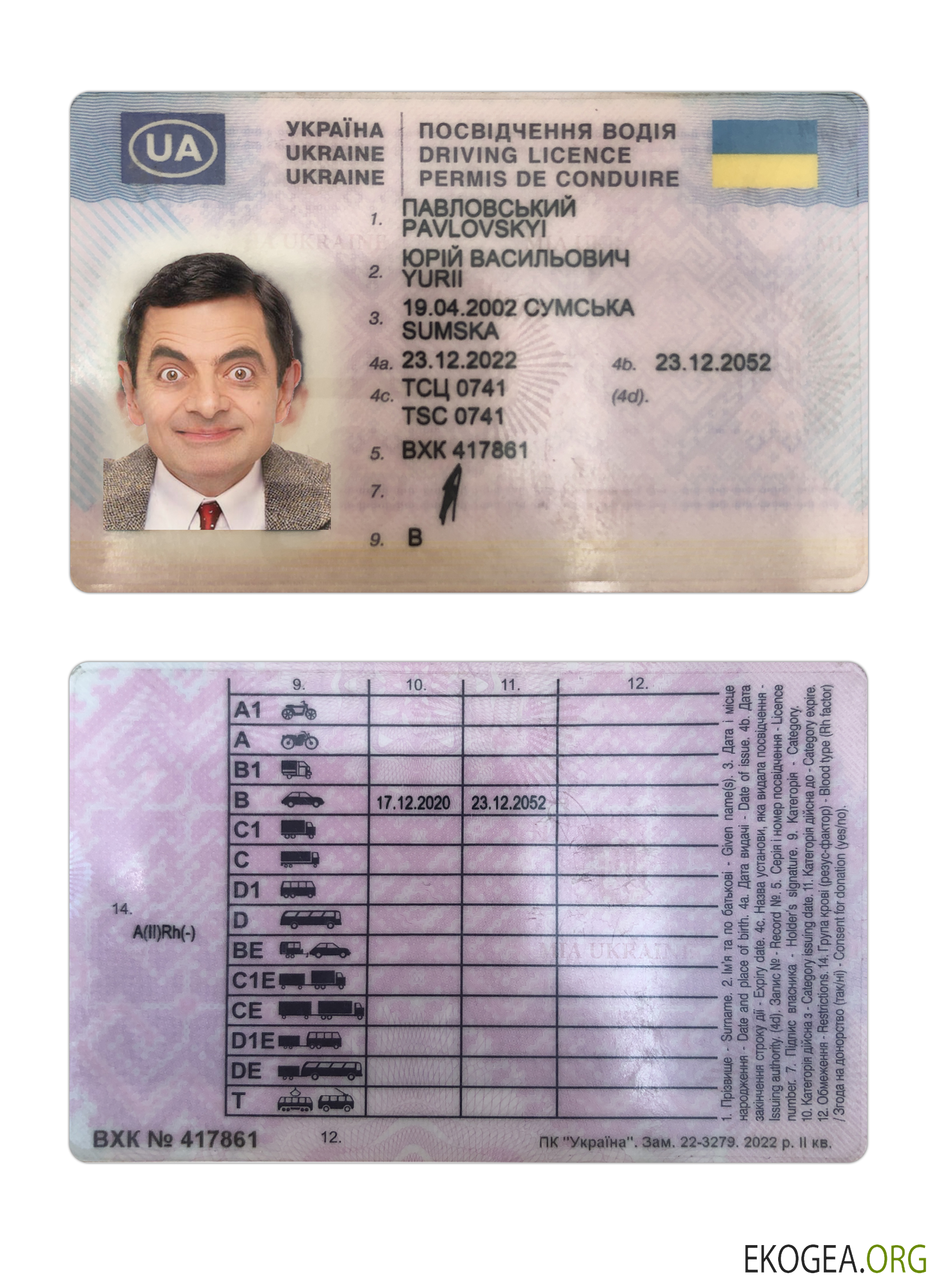 Ukraine driving license 2022 present
